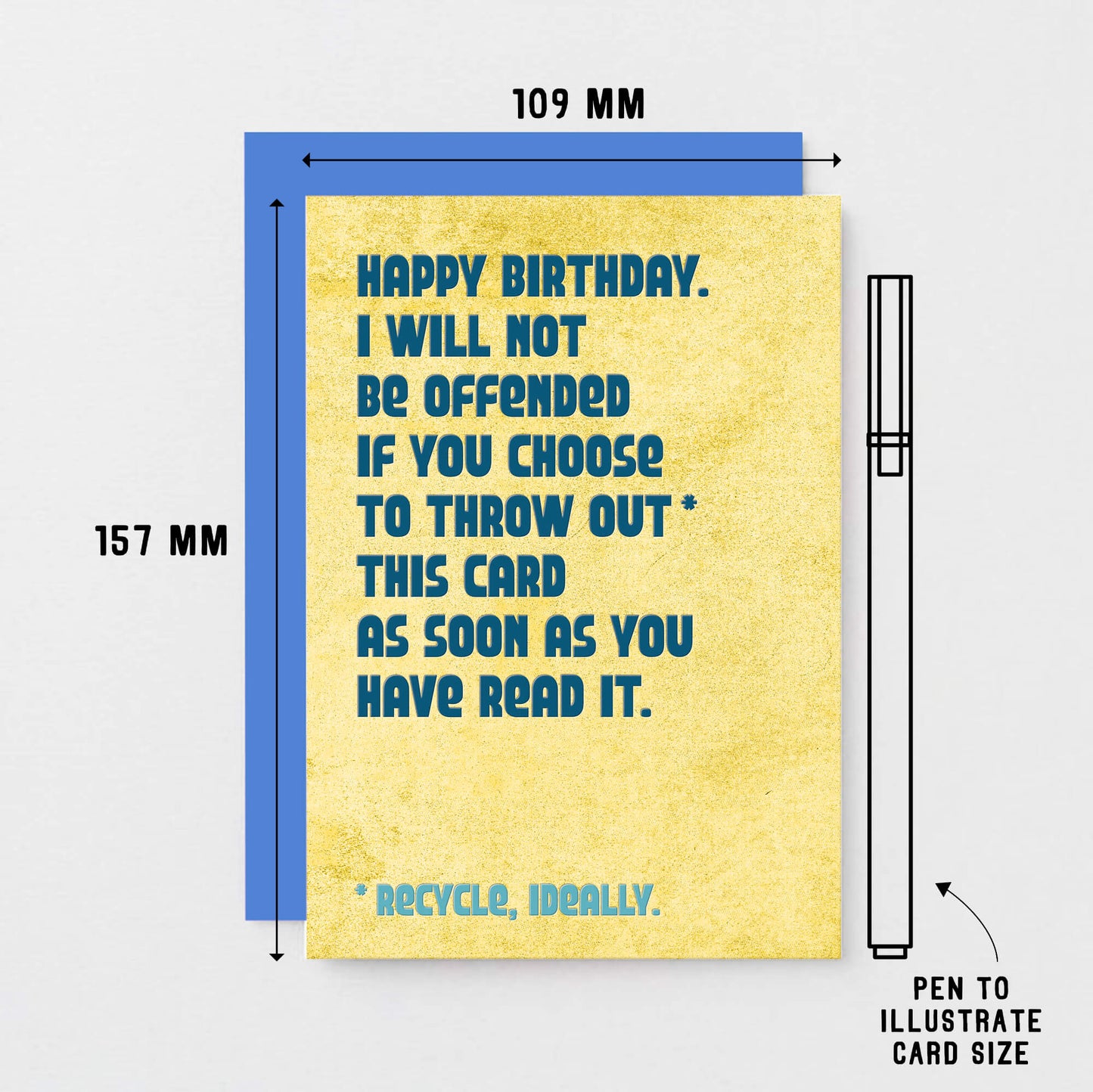 Birthday Card by SixElevenCreations. Reads Happy Birthday. I will not be offended if you choose to throw out this card as soon as you have read it. Product Code SE1302A6