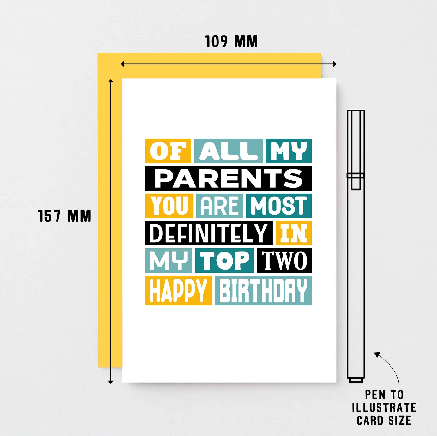 Top Two Parents Card by SixElevenCreations. Reads Of all my parents you are most definitely in my top two. Product Code SE0045A6