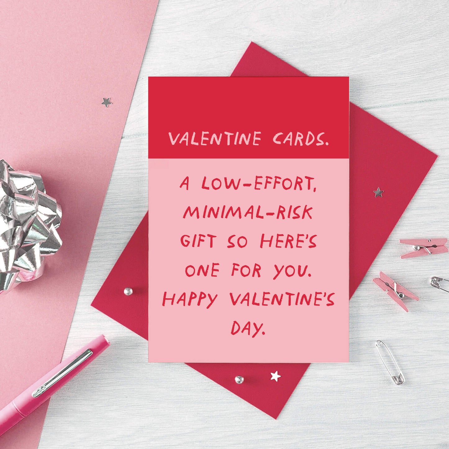 Valentine Card by SixElevenCreations. Card reads Valentine Cards. A low-effort, minimal-risk gift so here's one for you. Happy Valentine's Day. Product Code SEV0071A6.