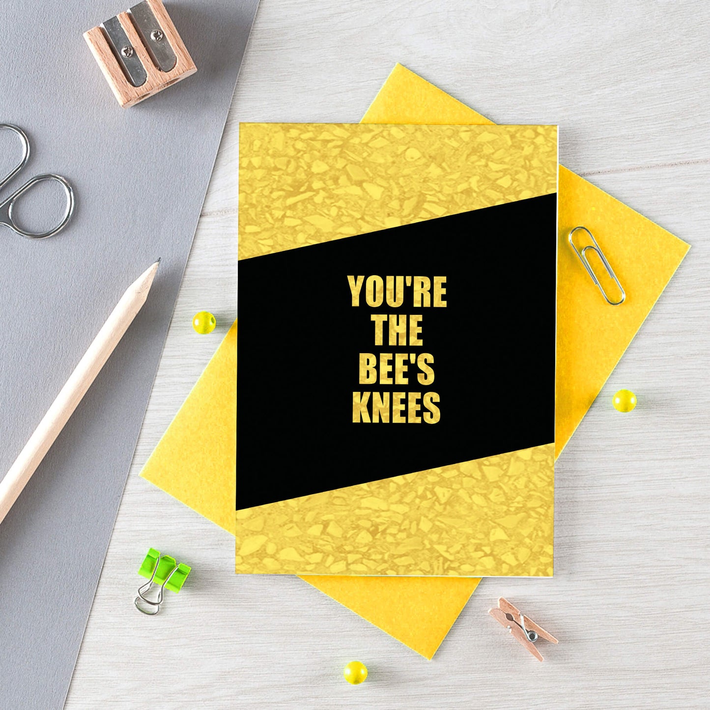 Friendship Card by SixElevenCreations. Reads You're The Bee's Knees. Product Code SE0859A6