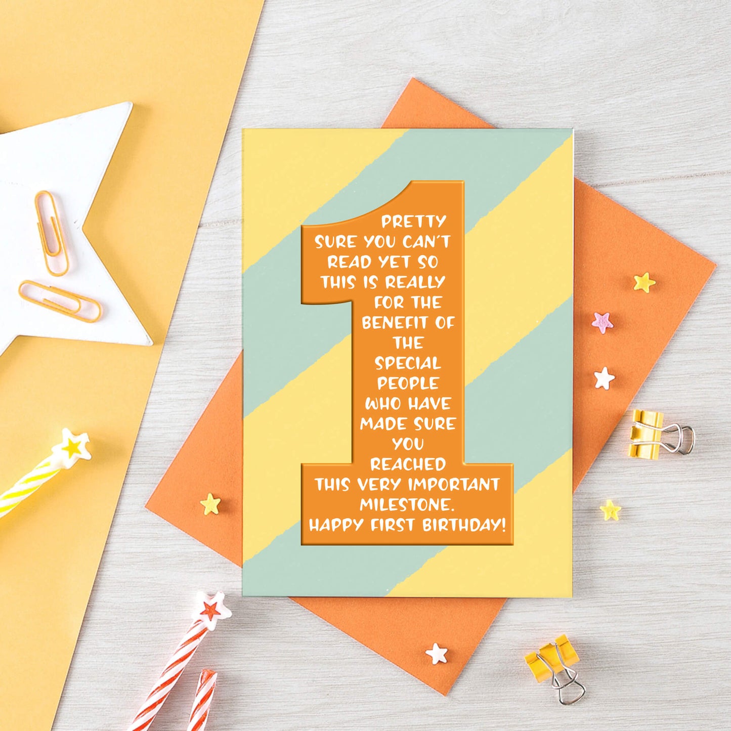 1st Birthday Card by SixElevenCreations. Reads Pretty sure you can't read yet so this is really for the benefit of the special people who have made sure you reached this very important milestone. Happy first birthday! Product Code SE6001A6