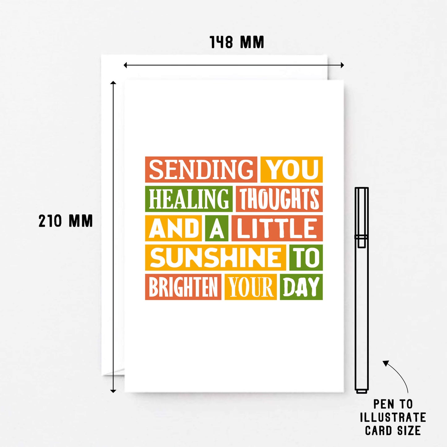 Get Well Soon Card by SixElevenCreations. Reads Sending you healing thoughts and a little sunshine to brighten your day. Product Code SE0075A5