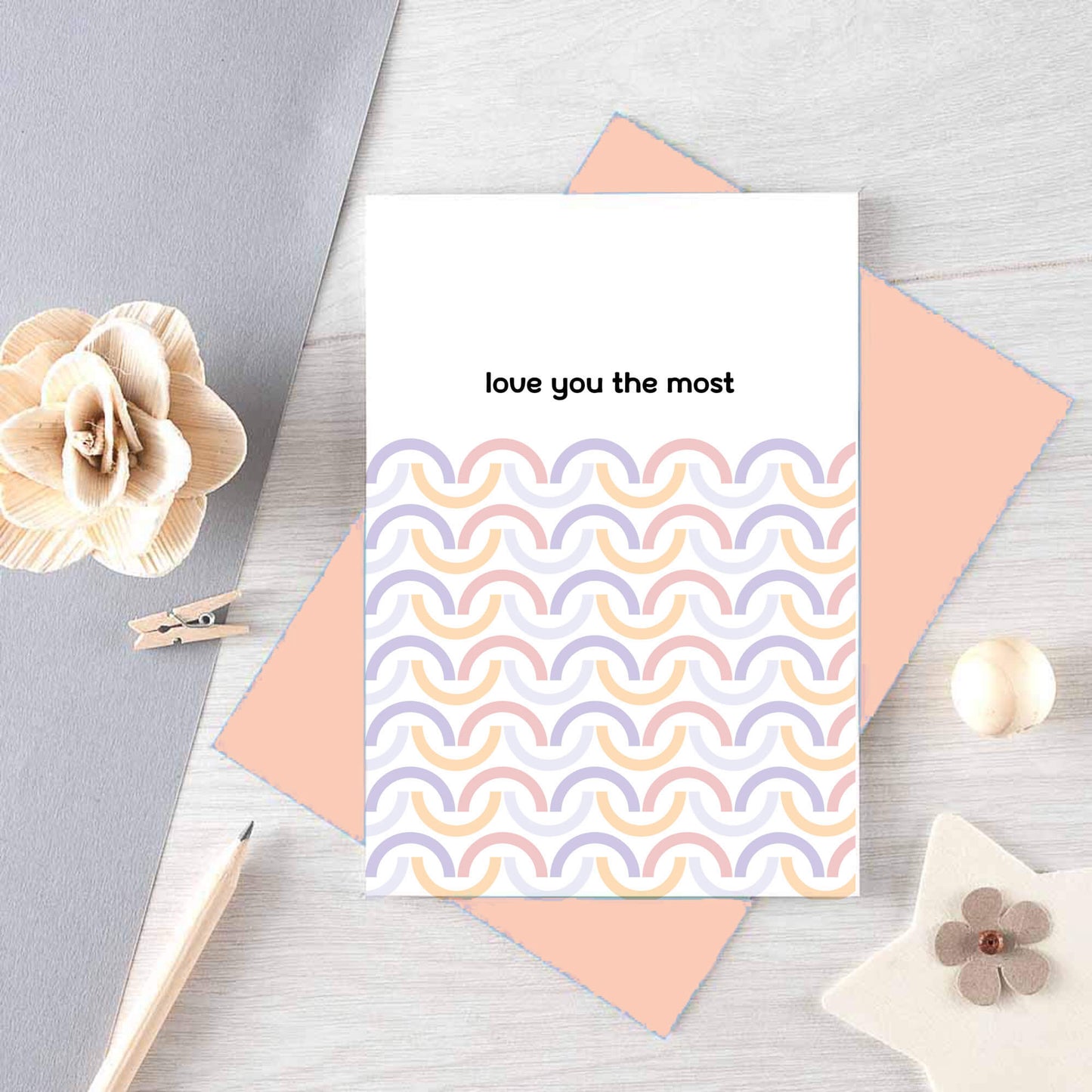 Love Card by SixElevenCreations. Reads Love you the most. Product Code SE3504A6