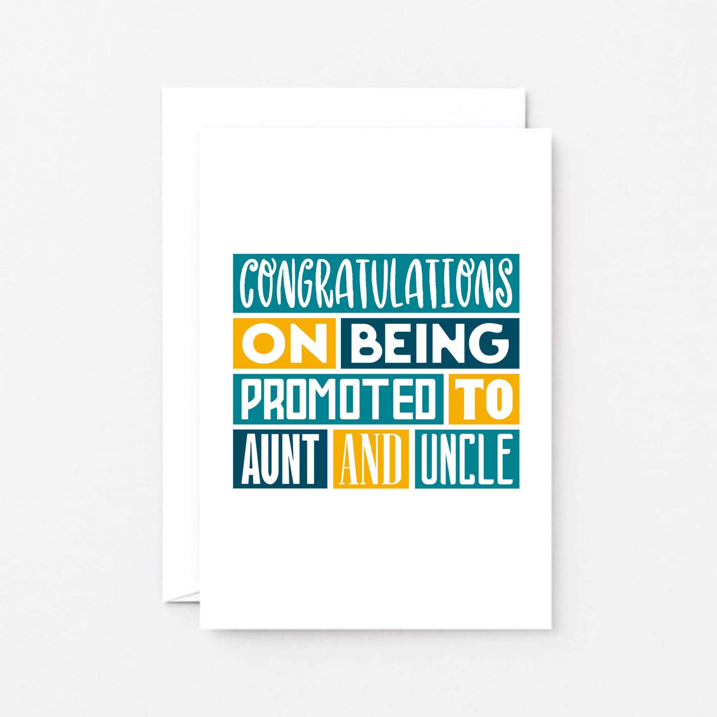 New Baby Card by SixElevenCreations. Reads Congratulations on being promoted to aunt and uncle. Product Code SE0052A6