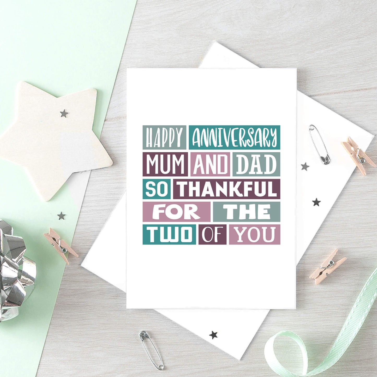 Parents Anniversary Card by SixElevenCreations. Reads Happy anniversary mum and dad. So thankful for the two of you. Product Code SE0063A5