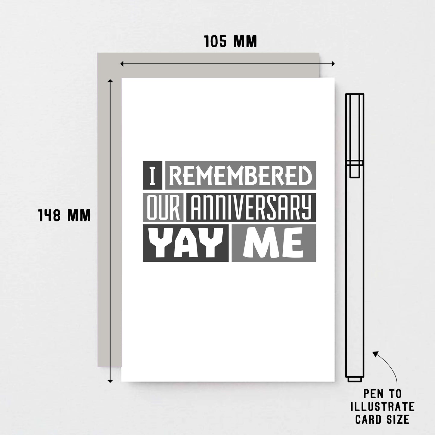 Anniversary Card by SixElevenCreations. Reads I remembered our anniversary. Yay me. Product Code SE0320A6