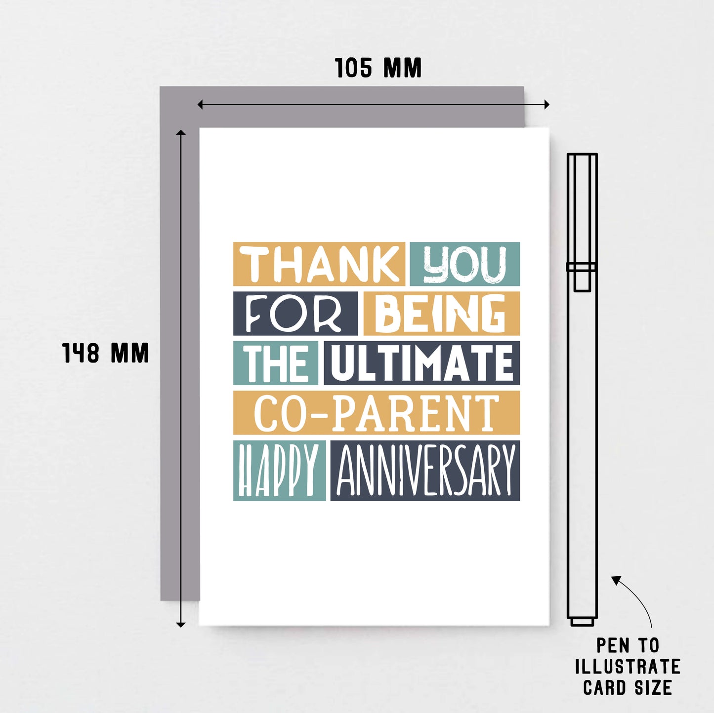 Anniversary Card by SixElevenCreations. Reads Thank you for being the ultimate co-parent. Happy anniversary. Product Code SE0314A6