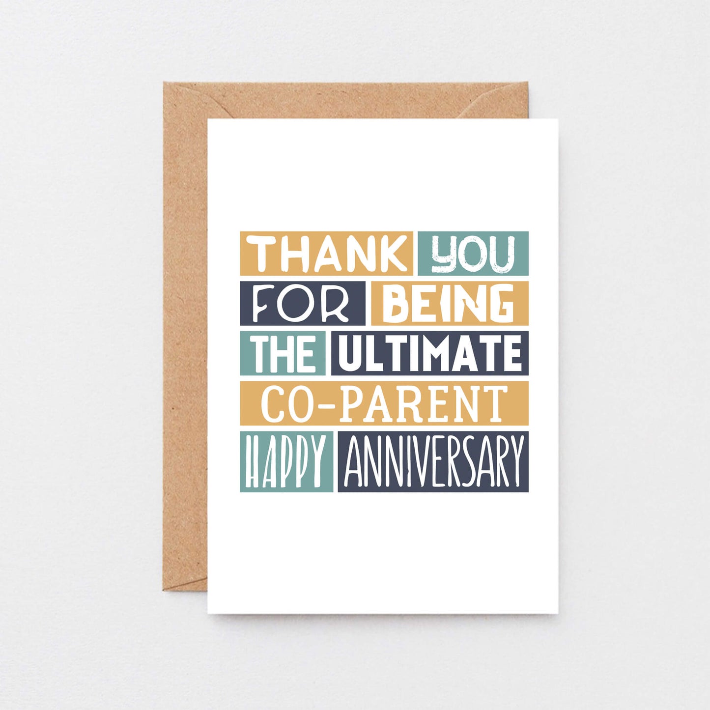 Anniversary Card by SixElevenCreations. Reads Thank you for being the ultimate co-parent. Happy anniversary. Product Code SE0314A6