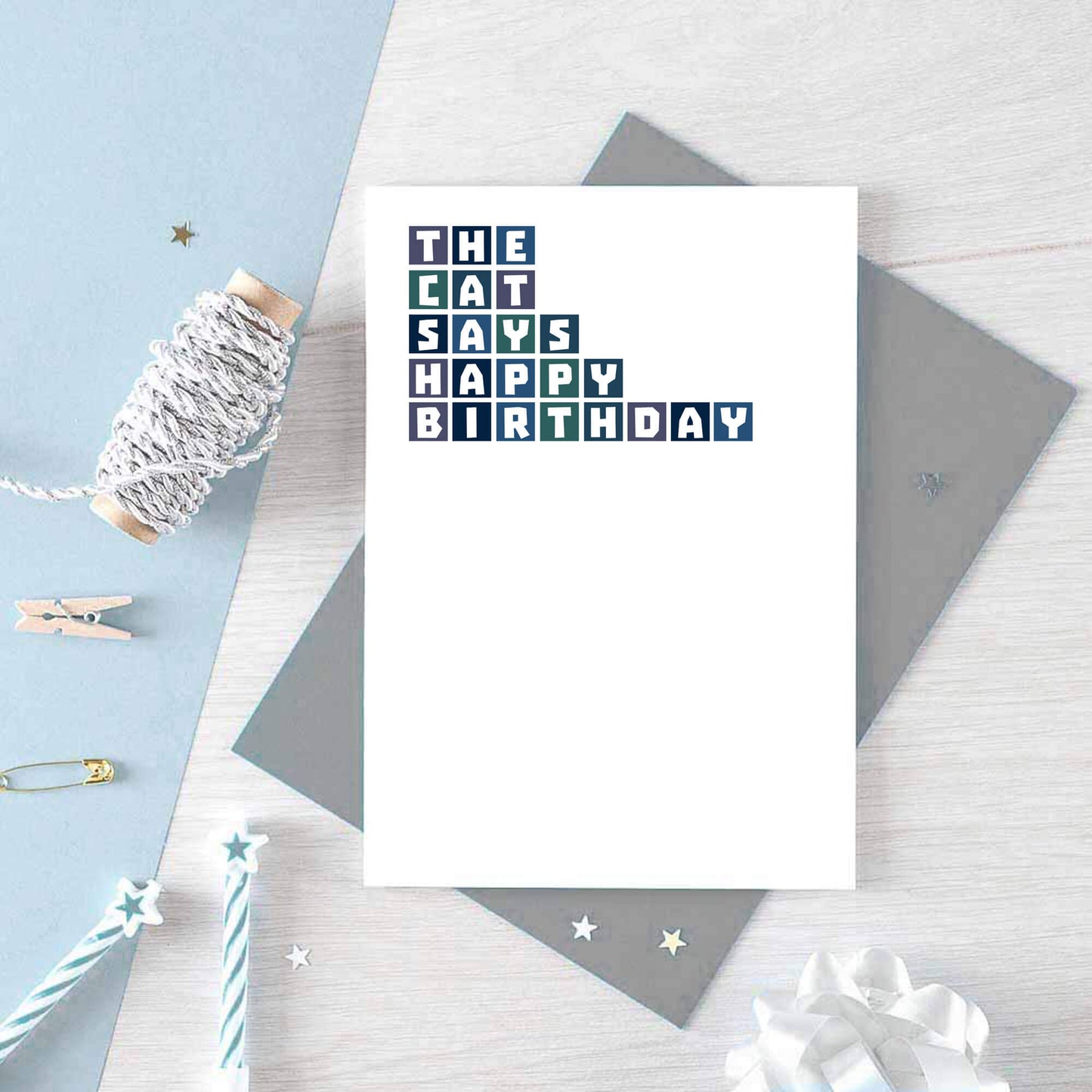 Cat Birthday Card by SixElevenCreations. Reads The cat says happy birthday. Product Code SE0267A6