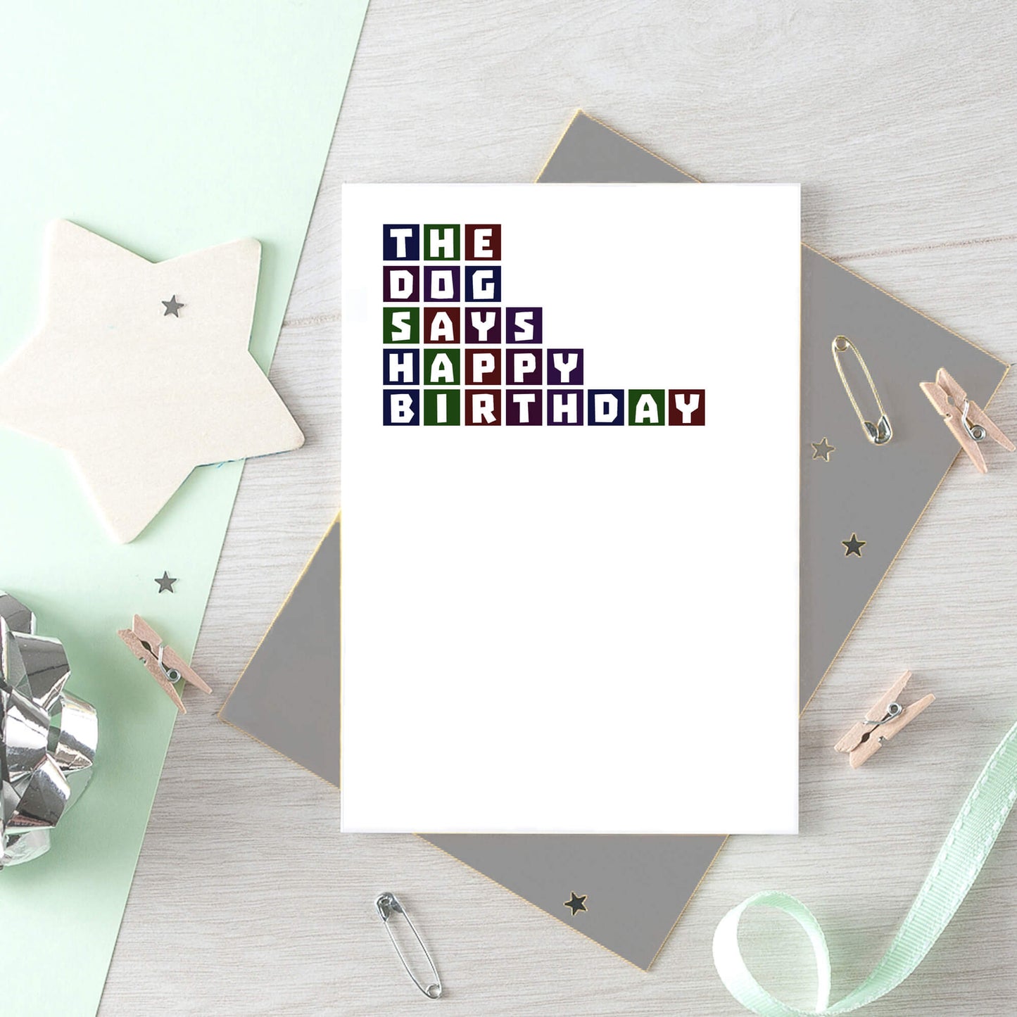 Dog Birthday Card by SixElevenCreations. Reads The dog says happy birthday. Product Code SE0268A6