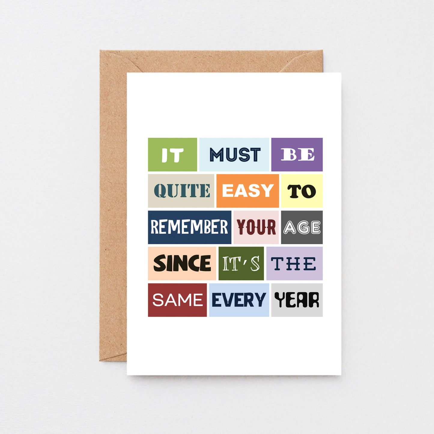 Birthday Card by SixElevenCreations. Reads It must be quite easy to remember your age since it's the same every year. Product Code SE0106A6