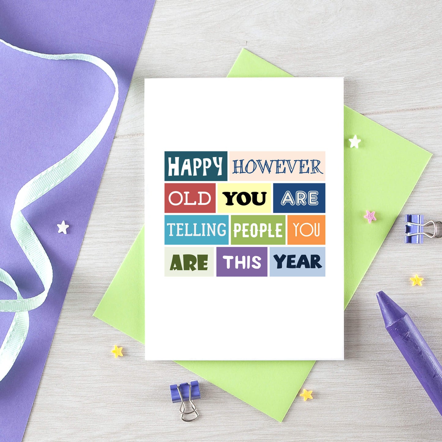 Birthday Card by SixElevenCreations. Reads Happy however old you are telling people you are this year. Product Code SE0112A6
