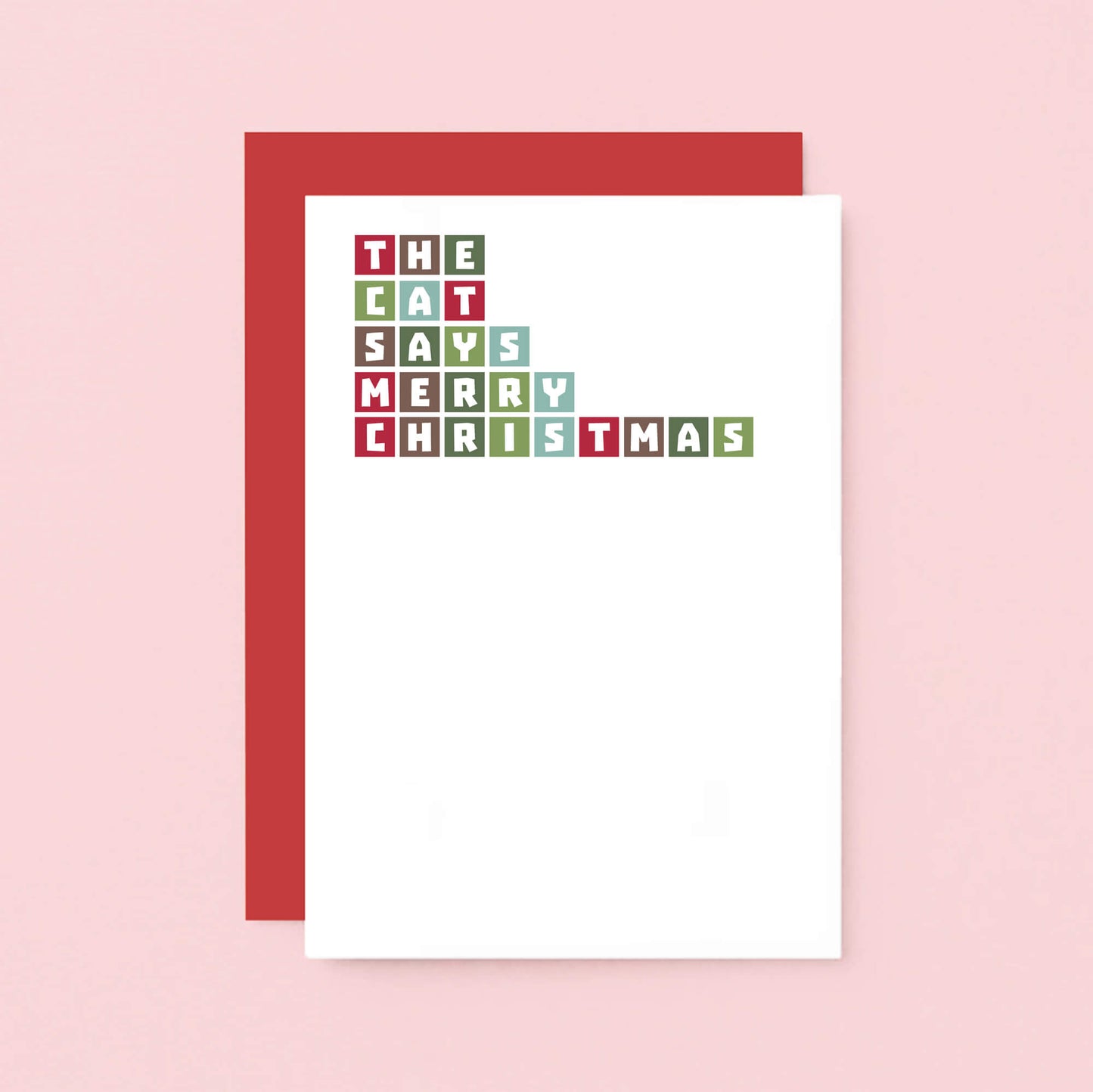 Christmas Card by SixElevenCreations. Reads The cat says Merry Christmas. Product Code SEC0032A6