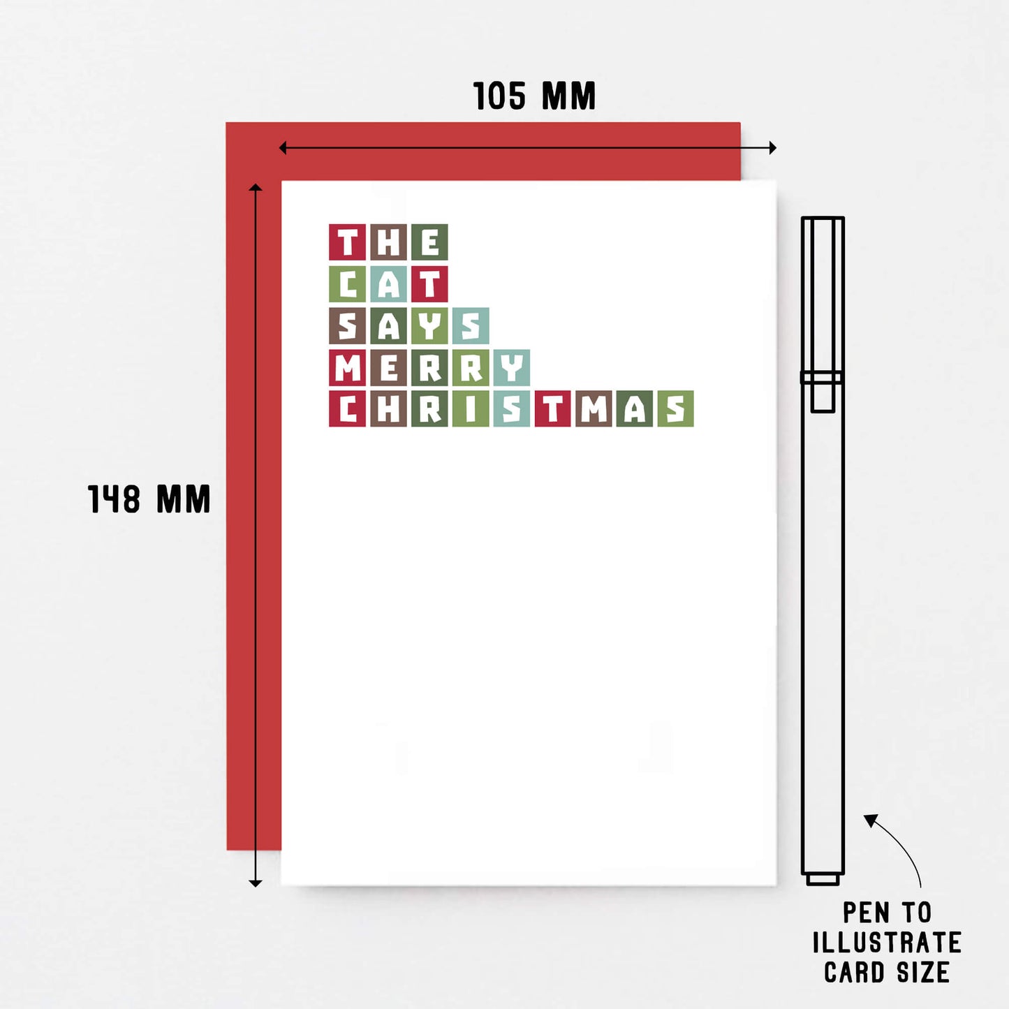 Christmas Card by SixElevenCreations. Reads The cat says Merry Christmas. Product Code SEC0032A6