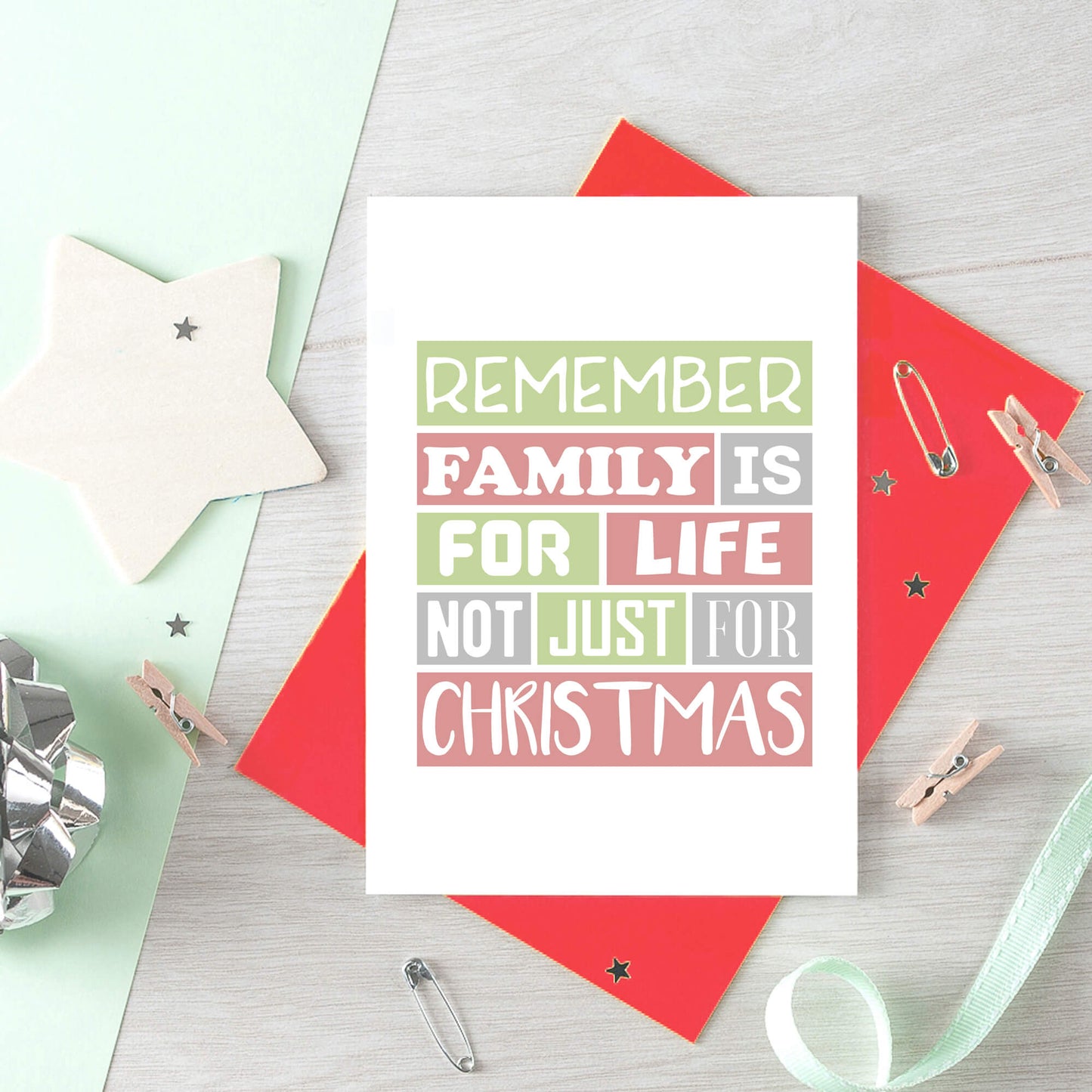 Christmas Card by SixElevenCreations. Reads Remember family is for life not just for Christmas. Product Code SEC0015A6