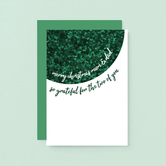 Christmas Card by SixElevenCreations. Reads Merry Christmas mum & dad. So grateful for the two of you. Product Code SEC0064A6