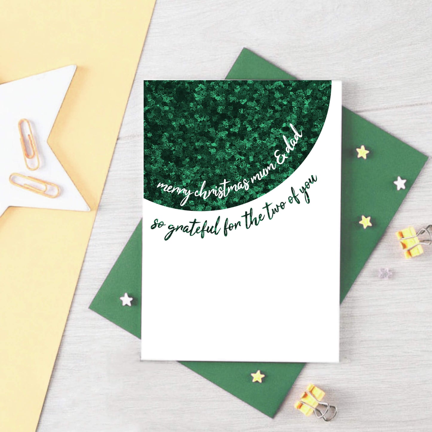 Christmas Card by SixElevenCreations. Reads Merry Christmas mum & dad. So grateful for the two of you. Product Code SEC0064A6