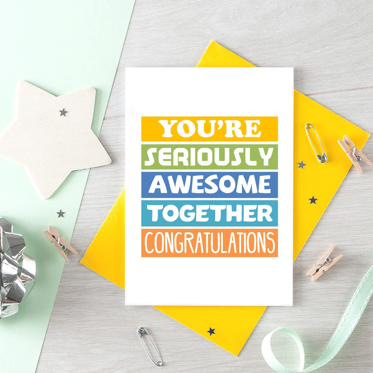 Engagement Congratulations Card by SixElevenCreations. Reads You're seriously awesome together. Congratulations. Product Code SE0176A6