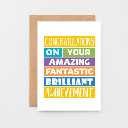 Congratulations Card by SixElevenCreations. Reads Congratulations on your amazing fantastic brilliant achievement. Product Code SE0201A6
