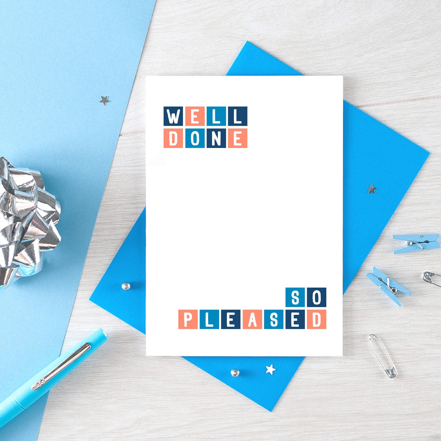 Congratulations Card by SixElevenCreations. Reads Well done So pleased. Product Code SE0241A6