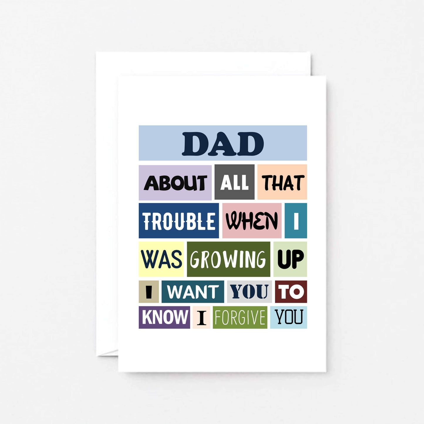 Dad Card by SixElevenCreations. Reads Dad About all that trouble when I was growing up I want you to know I forgive you. Product Code SE0131A6