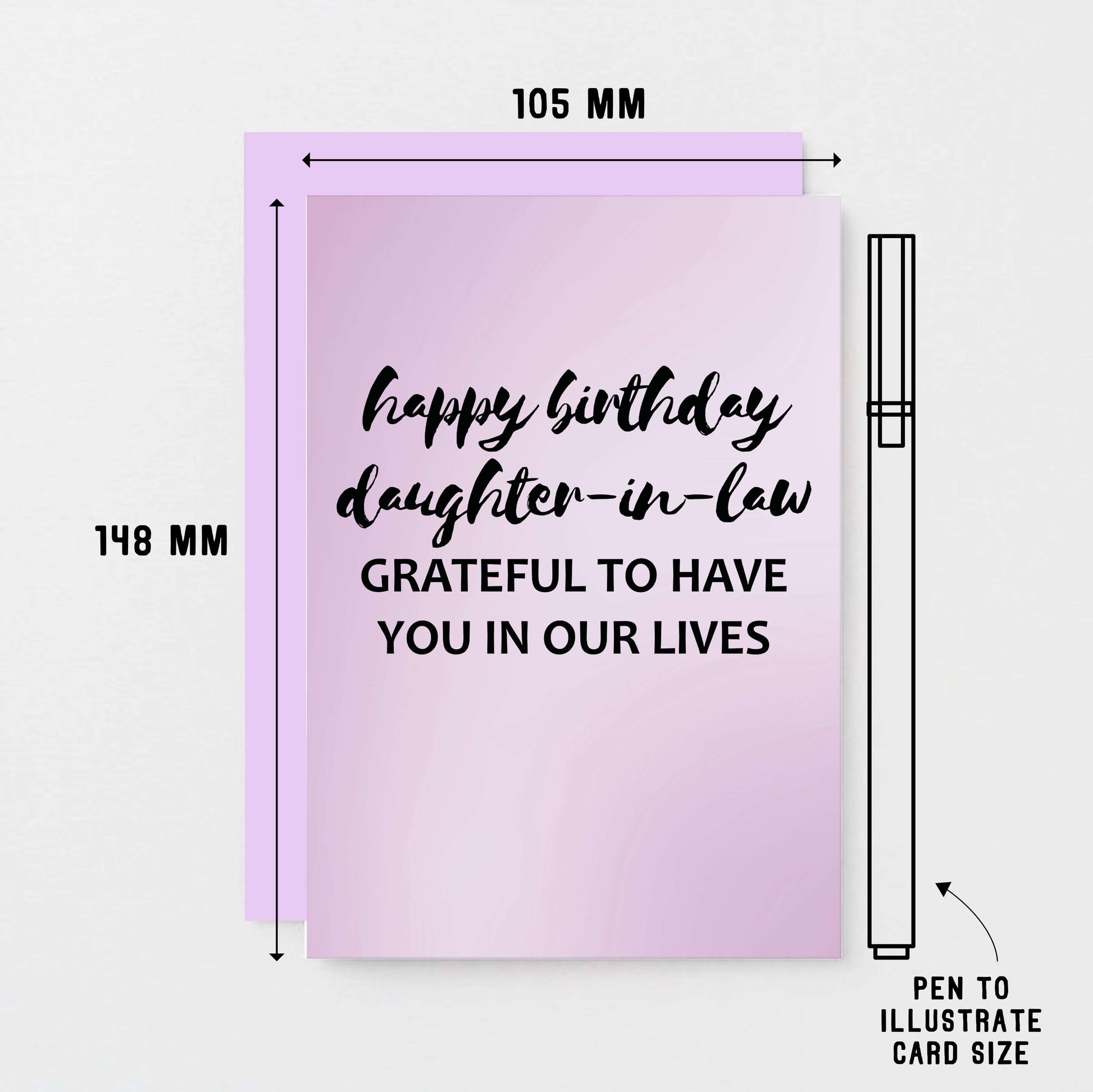 Daughter-in-Law Birthday Card by SixElevenCreations. Reads Happy birthday daughter-in-law. Grateful to have you in our lives. Product Code SE3035A6