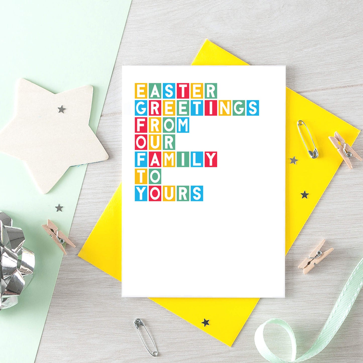 Easter Card by SixElevenCreations. Reads Easter greetings from our family to yours. Product Code SEH0007A6