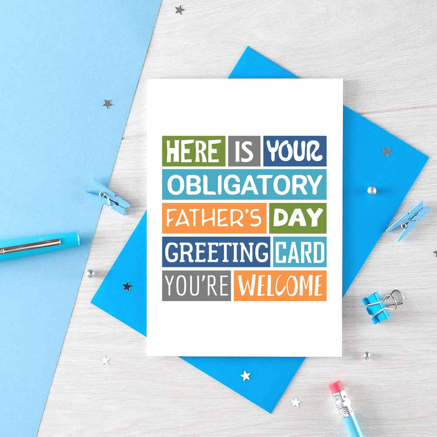 Father's Day Card by SixElevenCreations. Reads Here is your obligatory Father's Day greeting card. You're welcome. Product Code SEF0001A6