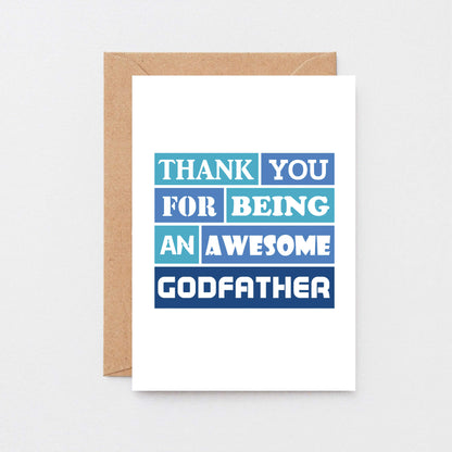 Godfather Card by SixElevenCreations. Reads Thank you for being an awesome godfather. Product Code SE0163A6
