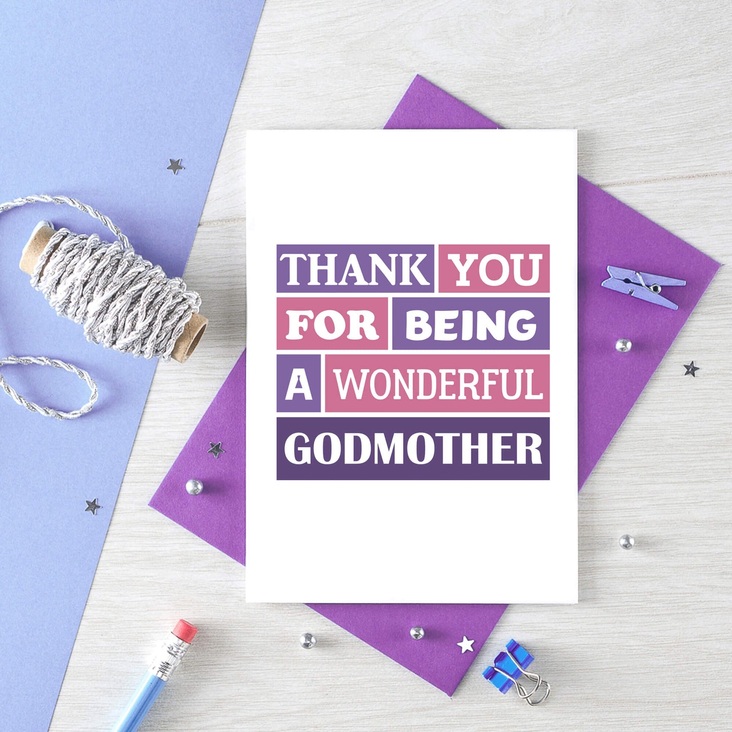 Godmother Card by SixElevenCreations. Reads Thank you for being a wonderful godmother. Product Code SE0164A6