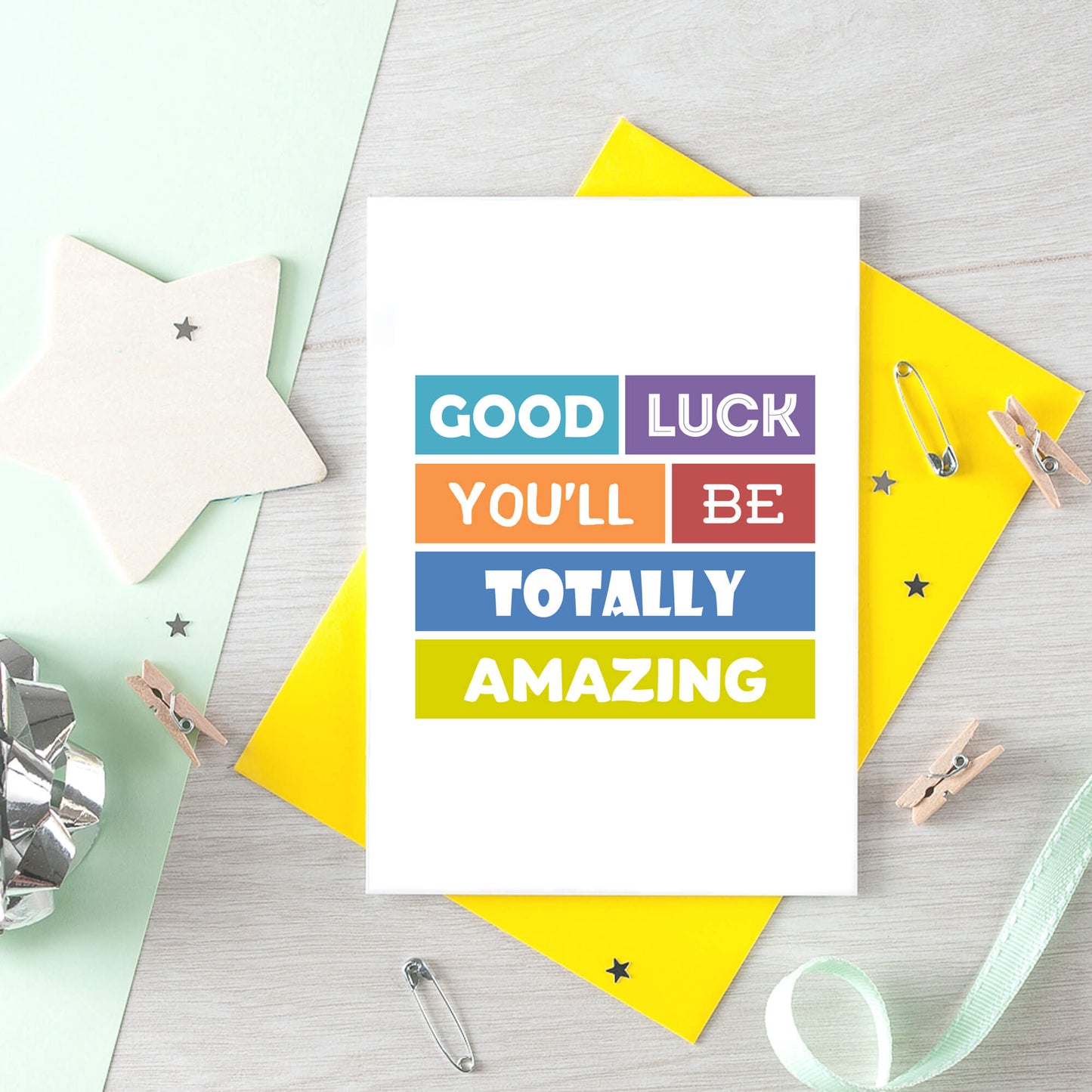 Totally Amazing Good Luck Card by SixElevenCreations. Reads Good luck you'll be totally amazing. Product code SE0018A6