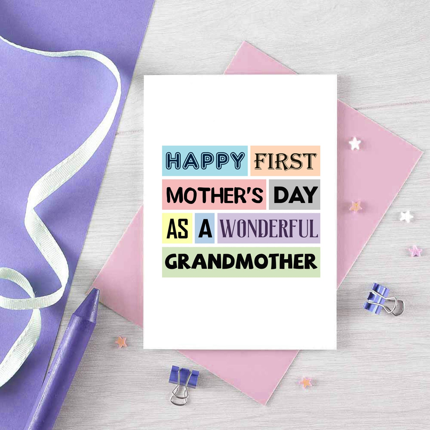 Grandmother Mother's Day Card by SixElevenCreations. Reads Happy First Mother's Day as a wonderful grandmother. Product Code SEM0001A6