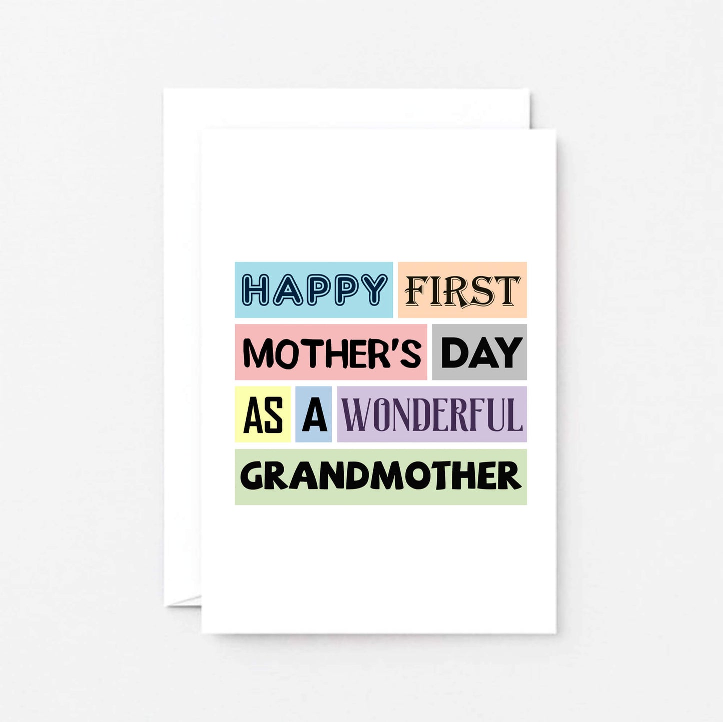 Grandmother Mother's Day Card by SixElevenCreations. Reads Happy First Mother's Day as a wonderful grandmother. Product Code SEM0001A6