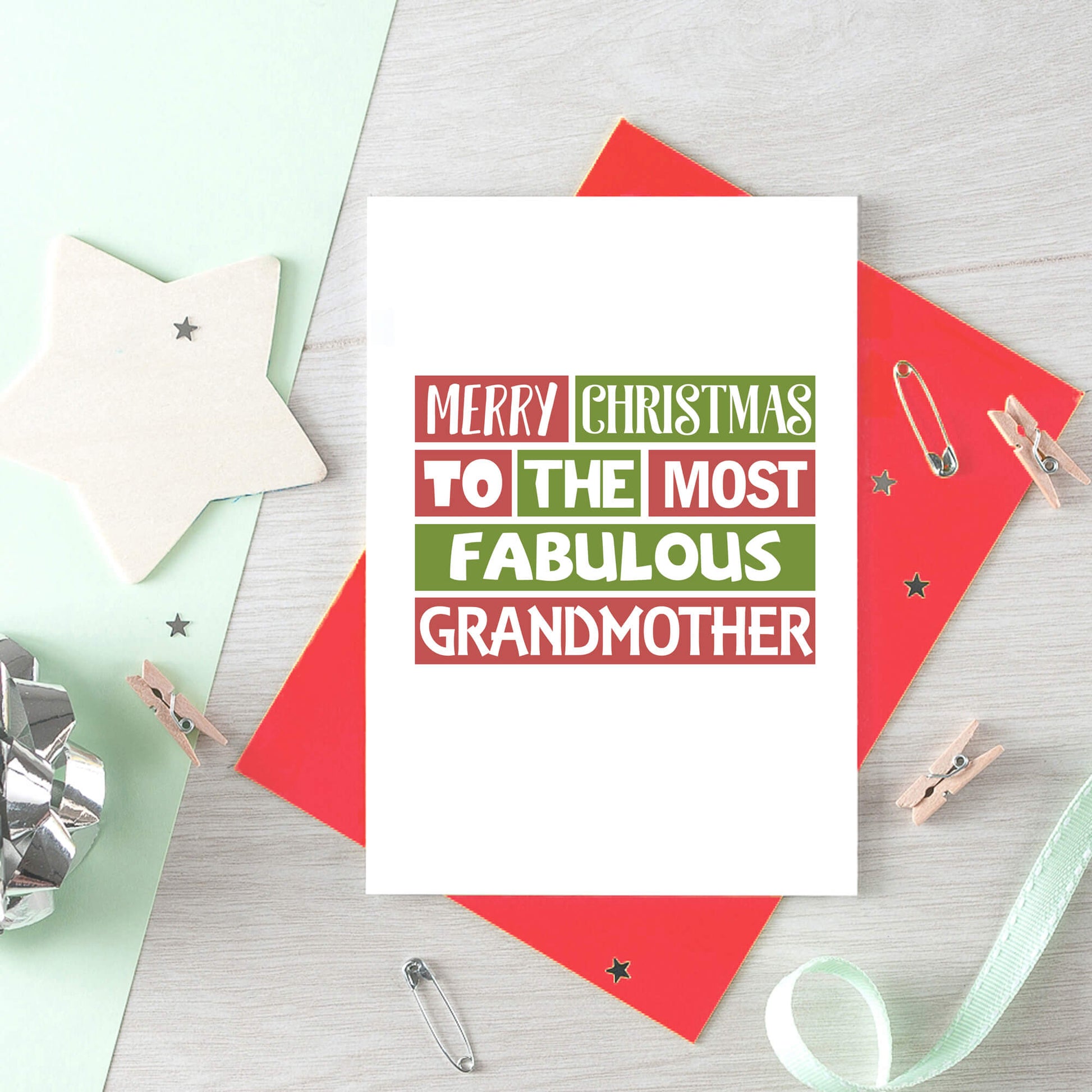 Christmas Card by SixElevenCreations. Reads Merry Christmas to the most fabulous grandmother. Product Code SEC0011A6