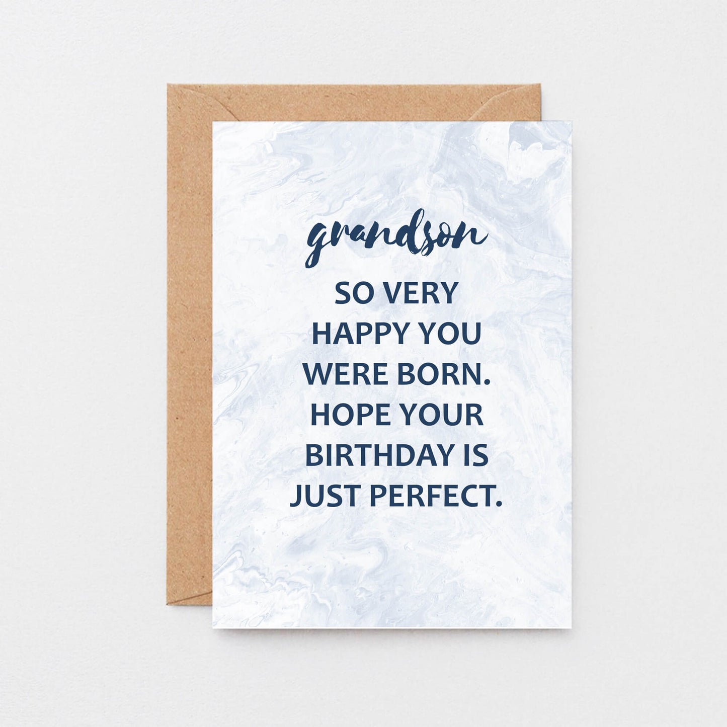 Grandson Birthday Card by SixElevenCreations. Reads Grandson So very happy you were born. Hope your birthday is just perfect. Product Code SE3014A6