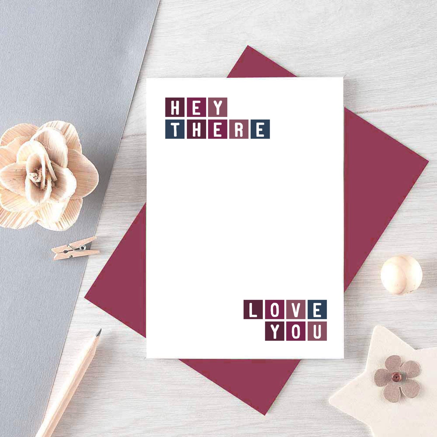 Love Card by SixElevenCreations. Reads Hey there Love You. Product Code SE0249A6