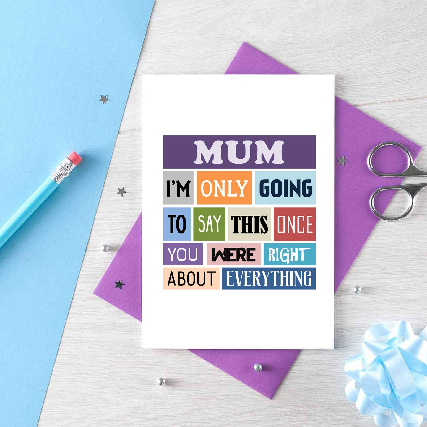 Mum Card by SixElevenCreations. Reads Mum I'm only going to say this once. You were right about everything. Product Code SE0130A6