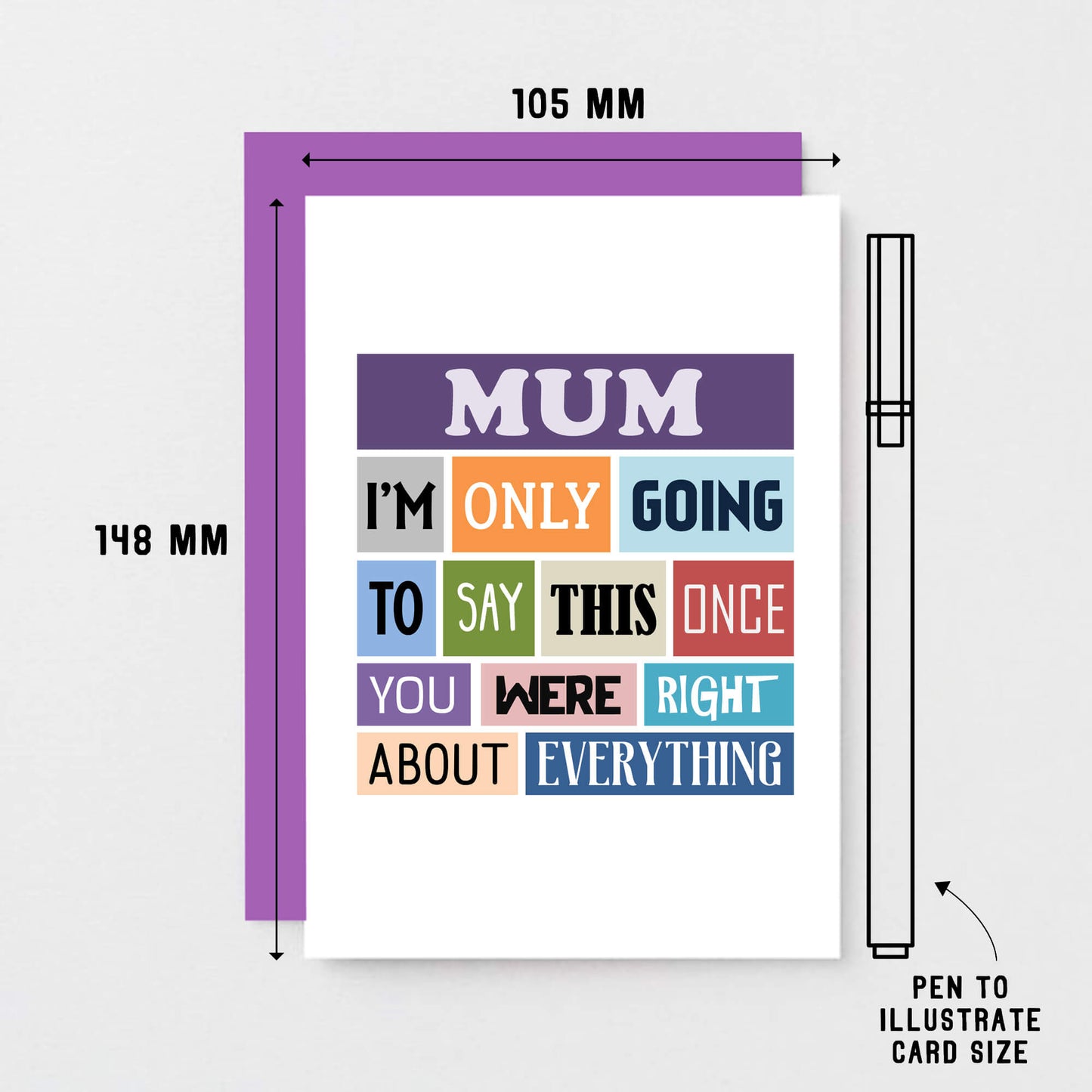 Mum Card by SixElevenCreations. Reads Mum I'm only going to say this once. You were right about everything. Product Code SE0130A6
