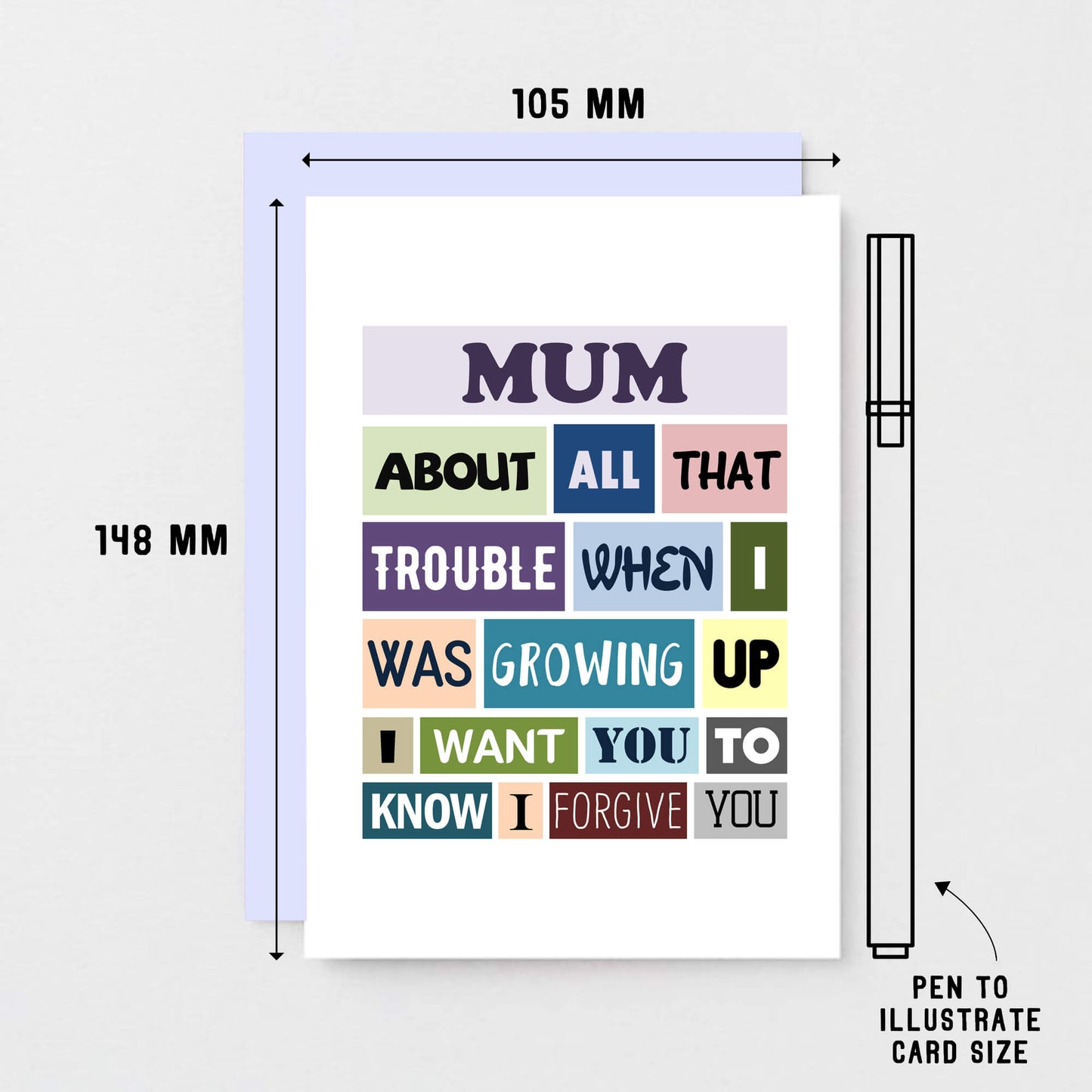 Mum Card by SixElevenCreations. Reads Mum About all that trouble when I was growing up I want you to know I forgive you. Product Code SE0132A6