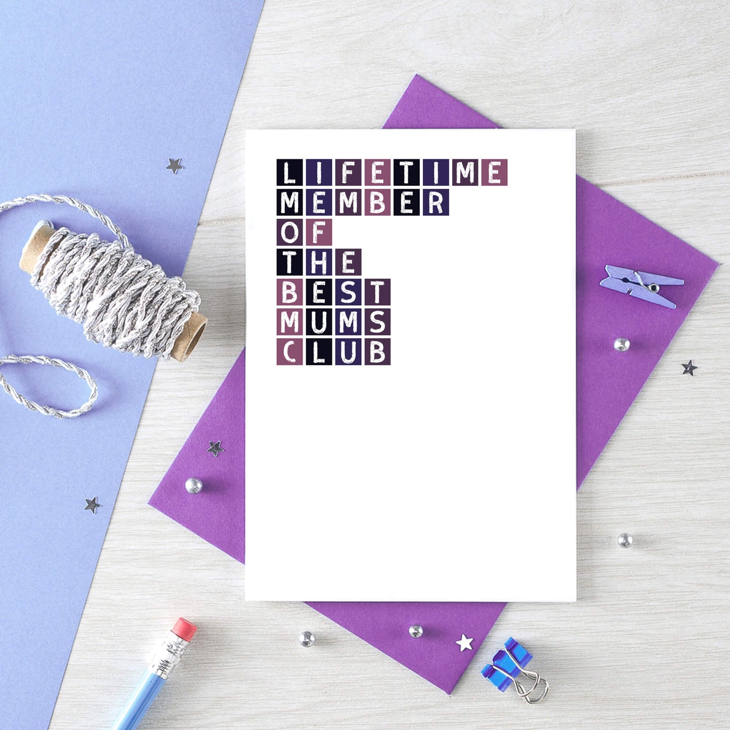Best Mum Card by SixElevenCreations. Reads Lifetime member of the best mums club. Product Code SE0303A6