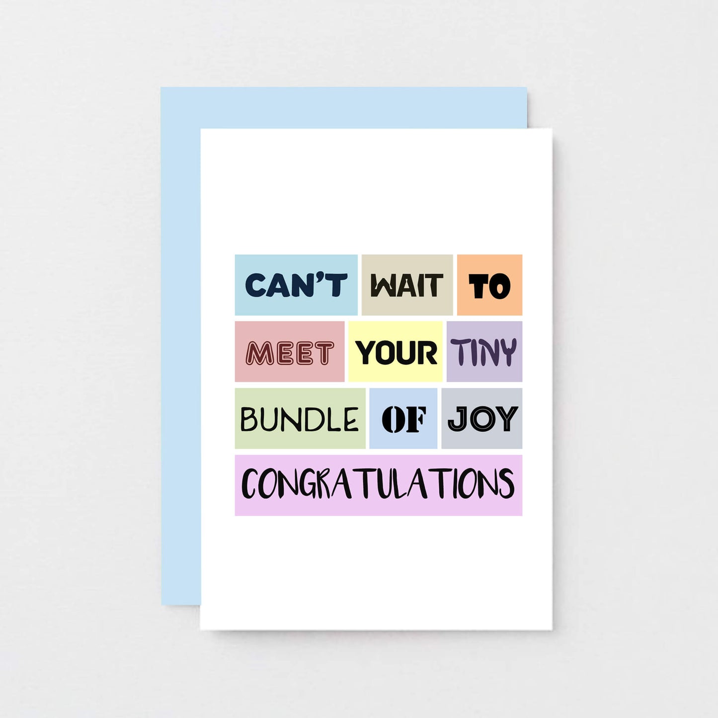 New Baby Card by SixElevenCreations. Reads Can't wait to meet your tiny bundle of joy. Congratulations. Product Code SE0114A6