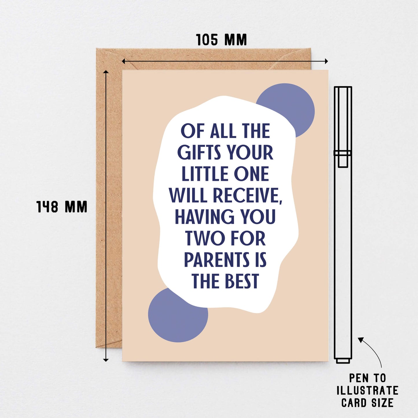 New Baby Card by SixElevenCreations. Reads Of all the gifts your little one will receive, having you two for parents is the best. Product Code SE1107A6