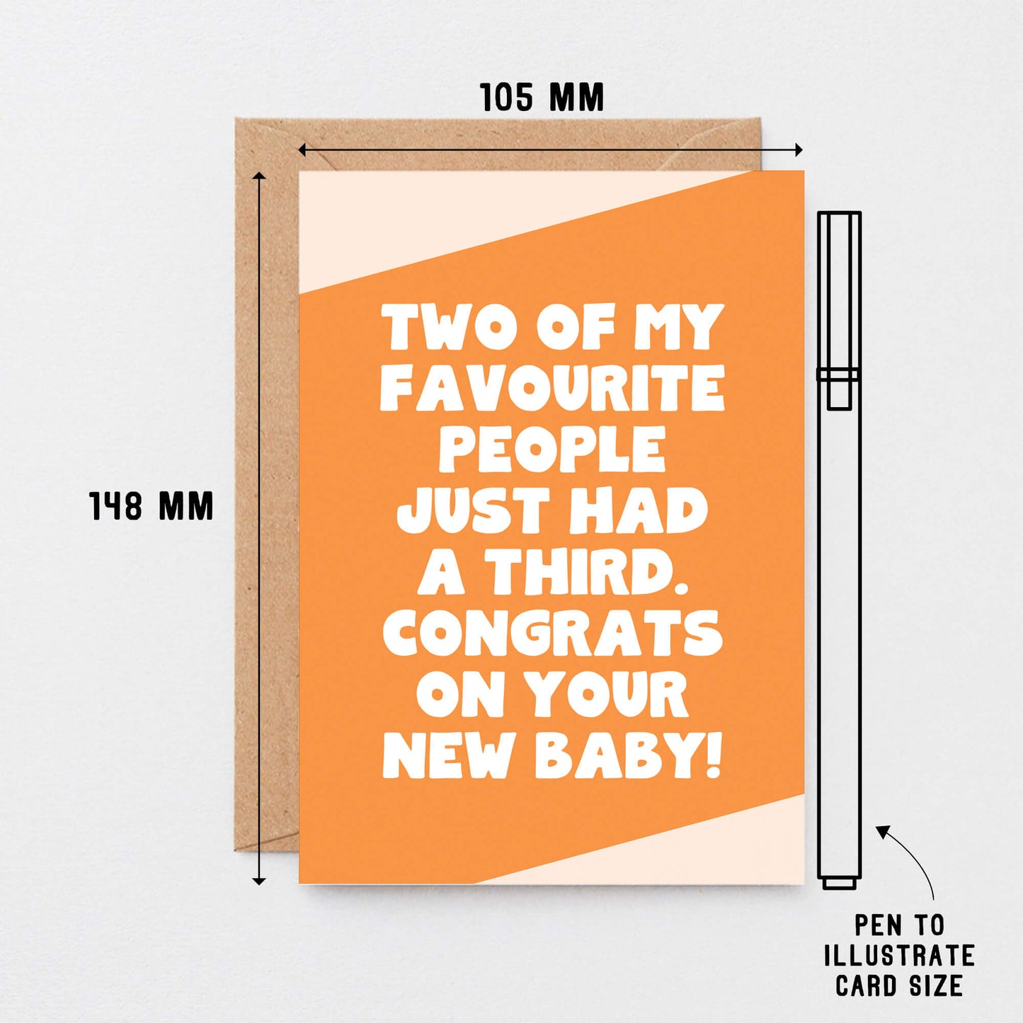 New Baby Card by SixElevenCreations. Reads Two of my favourite people just had a third. Congrats on your new baby! Product Code SE3067A6