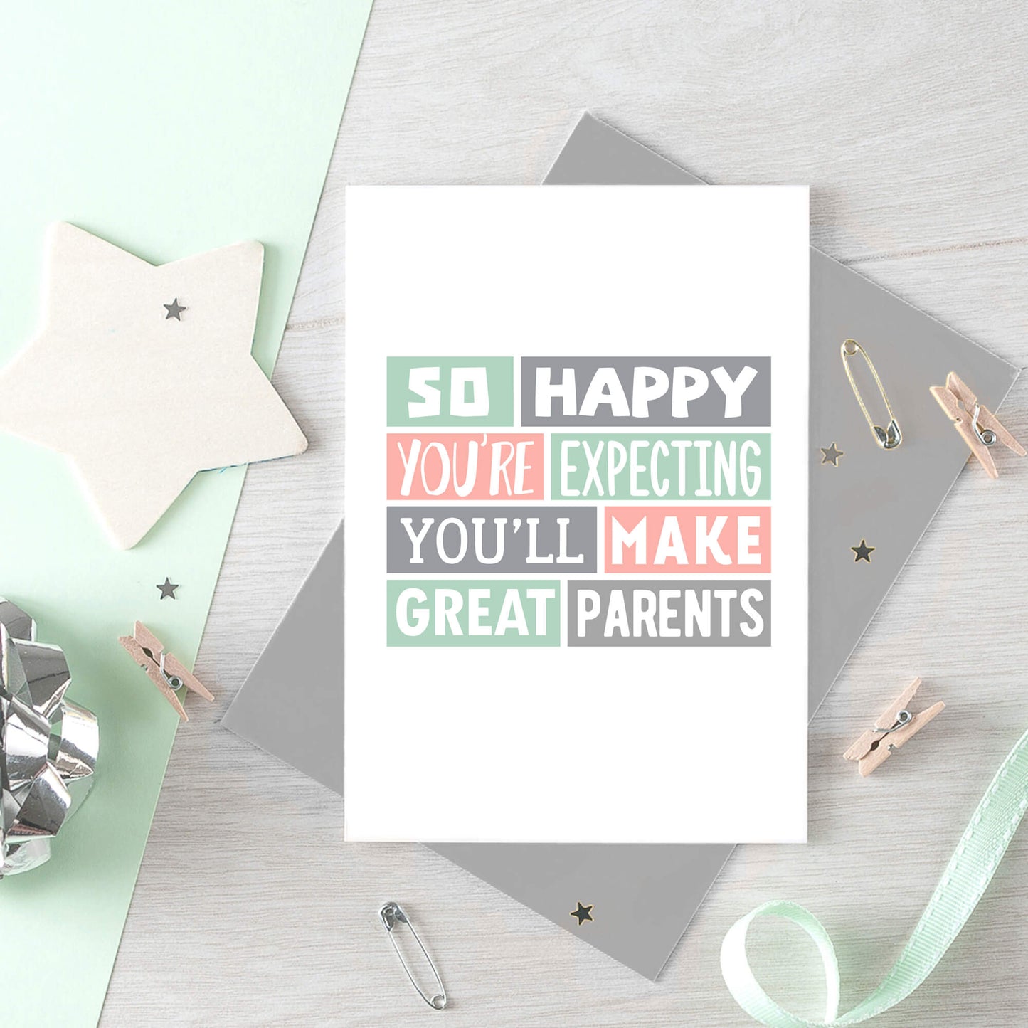 Expectant Parents Card. Reads So happy you're expecting. You'll make great parents. Product Code SE0300A6
