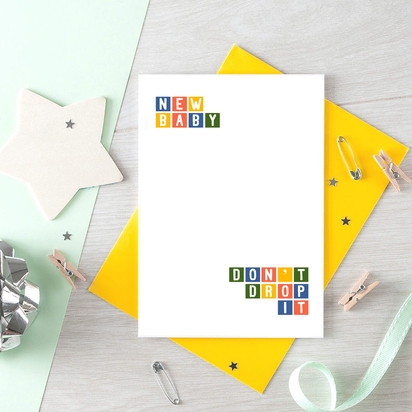 New Baby Card by SixElevenCreations. Reads New baby Don't drop it. Product Code SE0265A6