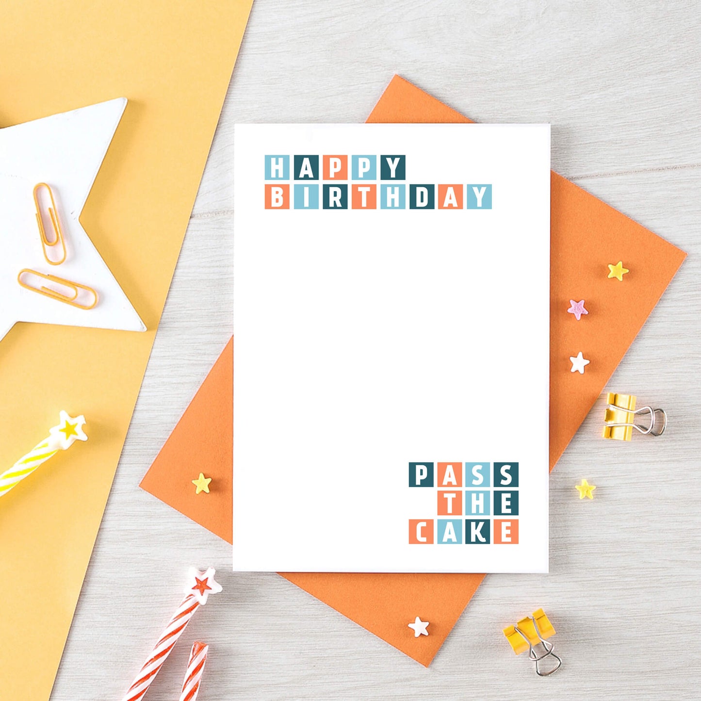 Birthday Card by SixElevenCreations. Reads Happy birthday Pass the cake. Product Code SE0288A6