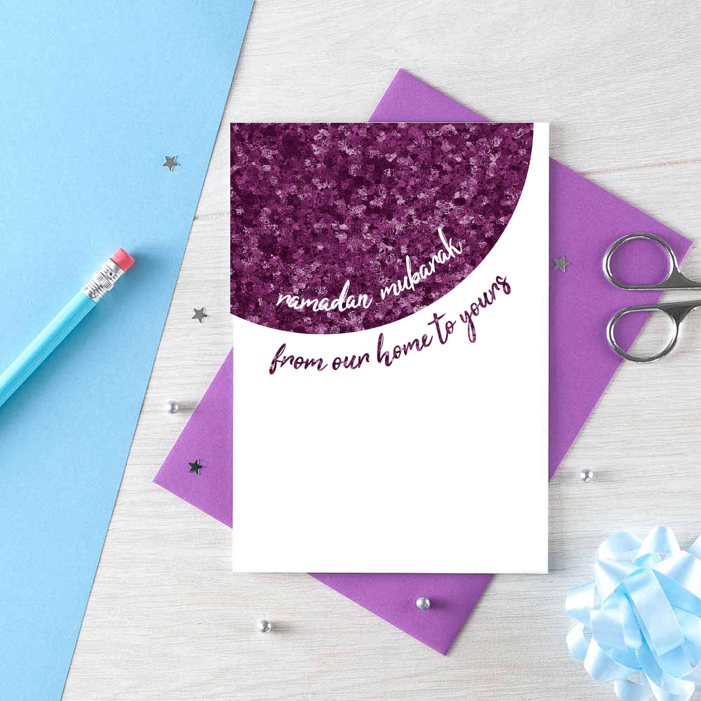 Ramadan Card by SixElevenCreations. Reads Ramadan Mubarak from our home to yours. Product Code SEH0011A6