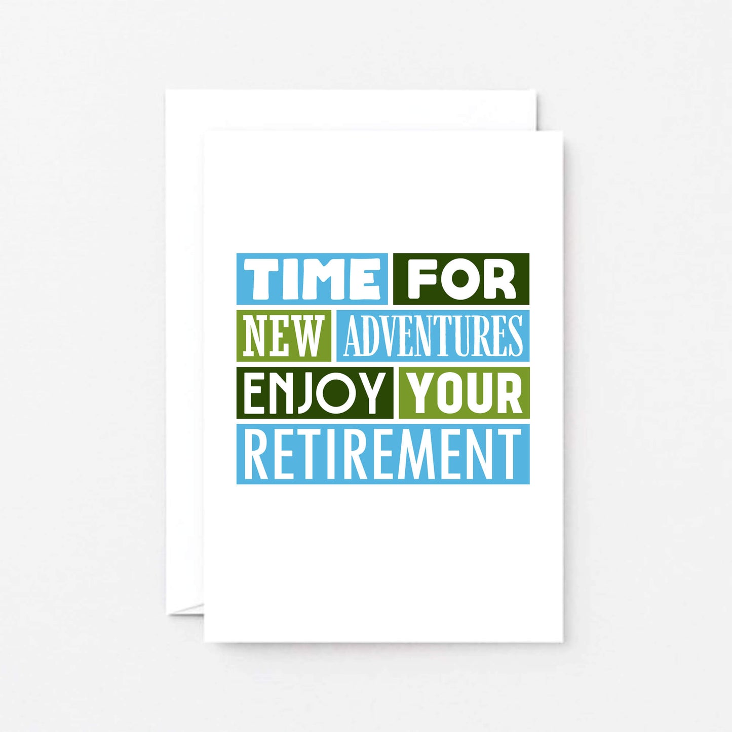 Retirement Card by SixElevenCreations. Reads Time for new adventures. Enjoy your retirement. Product Code SE0101A6