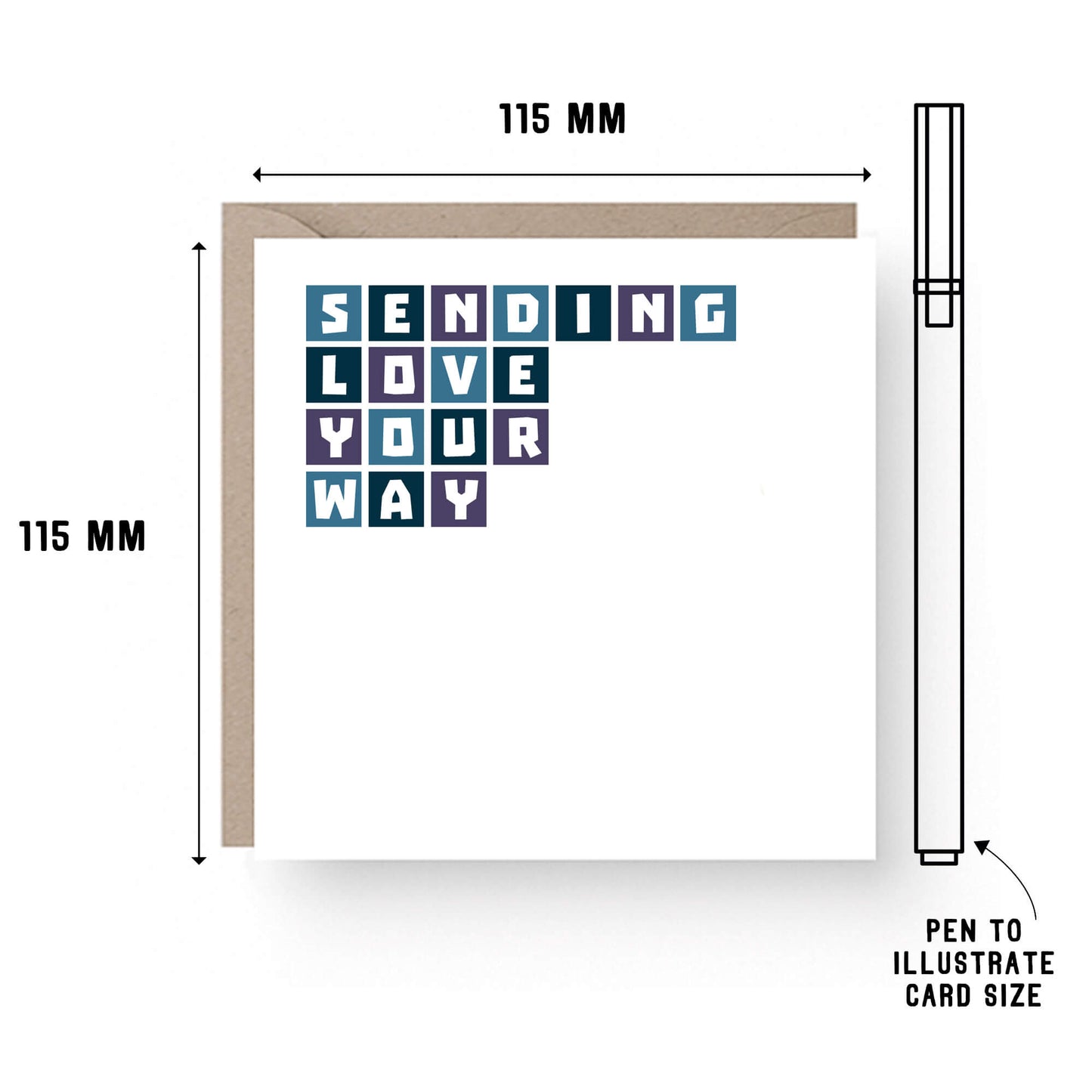 Thinking Of You Card by SixElevenCreations. Reads Sending love your way. Product Code SE0005SQ