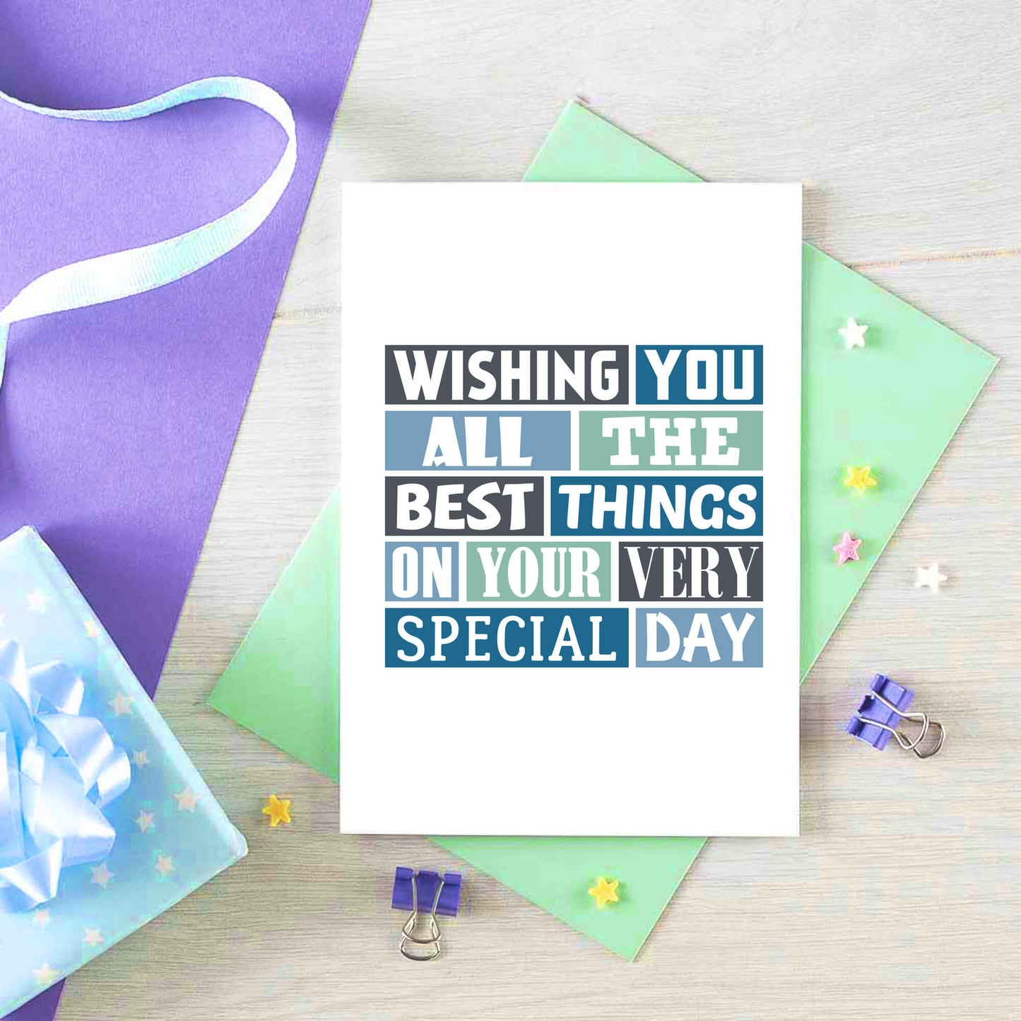 Best Things Greeting Card by SixElevenCreations. Reads Wishing you all the best things on your very special day. Product Code SE0017A6